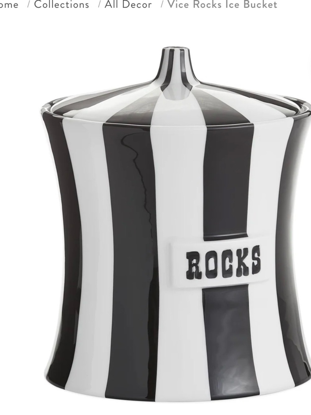 Jonathan Adler Black and White Striped Ceramic 'Rocks' Canister